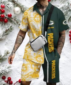 Green Bay Packers Flower Palm Tree Summer Button Hawaii Shirt