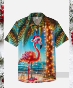 HOO Men’s Christmas Flamingo Hawaiian Shirt
