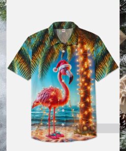 HOO Men’s Christmas Flamingo Hawaiian Shirt
