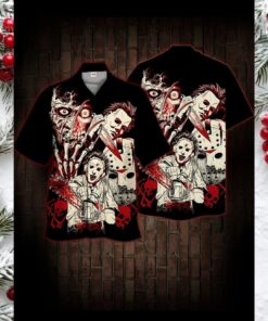 Halloween Horror Movie Characters Blood Scary Hawaiian Shirt