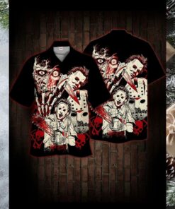 Halloween Horror Movie Characters Blood Scary Hawaiian Shirt