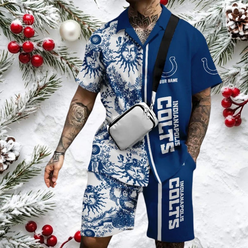 Hot Sale Indianapolis Colts Blue and White Hibiscus Hawaiian Outfit Hot Sale Indianapolis Colts Blue and White Hibiscus Hawaiian Outfit