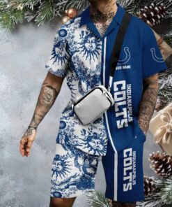 Hot Sale Indianapolis Colts Blue and White Hibiscus Hawaiian Outfit