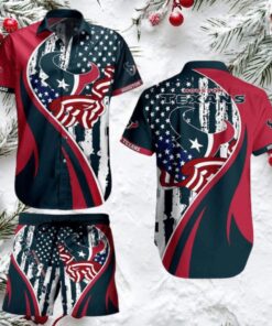 Houston Texans Hawaiian Button Up Shirt & Shorts Combo Houston Texans Hawaiian Button Up Shirt & Shorts Combo