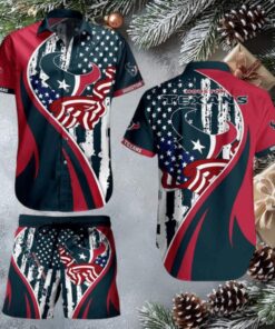 Houston Texans Hawaiian Button Up Shirt & Shorts Combo