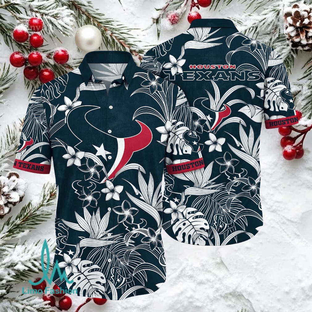 Houston Texans NFL Hawaiian Shirt, Tropical Button Up Houston Texans NFL Hawaiian Shirt, Tropical Button Up