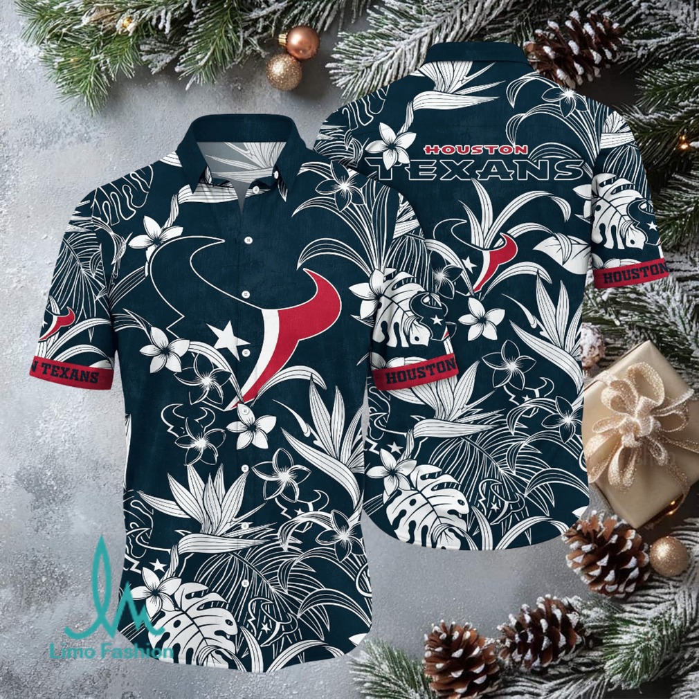 Houston Texans NFL Hawaiian Shirt, Tropical Button Up Houston Texans NFL Hawaiian Shirt, Tropical Button Up