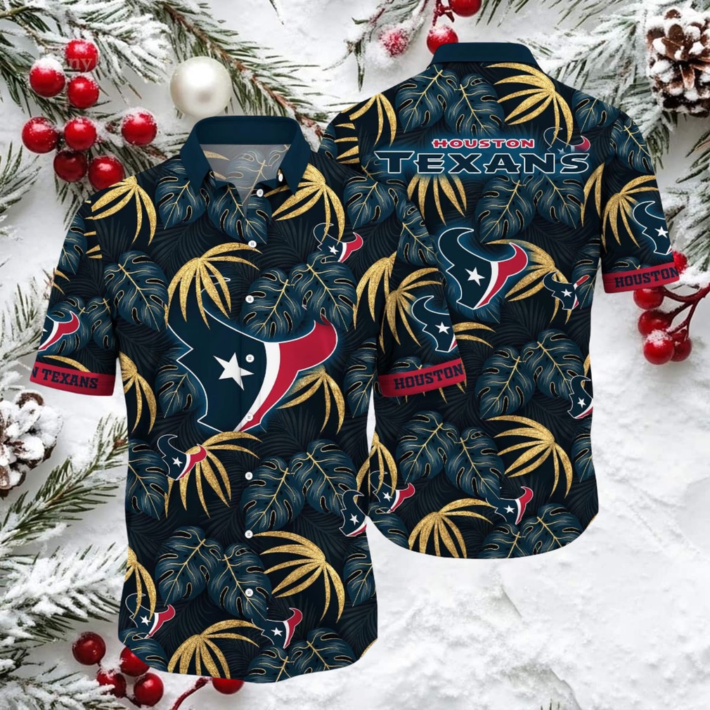 Houston Texans Tropical Hawaiian Button Up Shirt Houston Texans Tropical Hawaiian Button Up Shirt