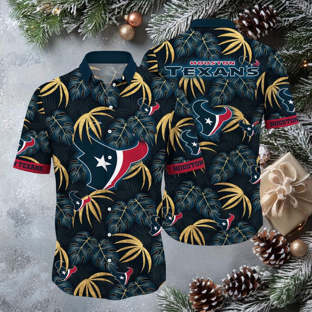 Houston Texans Tropical Hawaiian Button Up Shirt Houston Texans Tropical Hawaiian Button Up Shirt