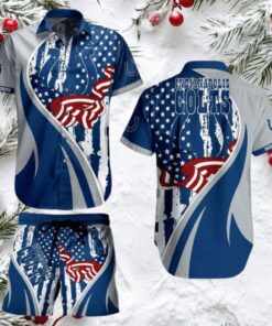 Indianapolis Colts Hawaiian Button Up Shirt and Shorts Set