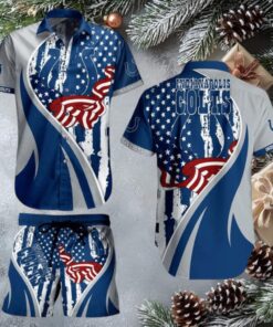 Indianapolis Colts Hawaiian Button Up Shirt and Shorts Set