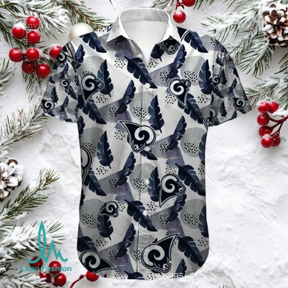 LA Rams Dark Tropical Leaves NFL Hawaiian Aloha Shirt LA Rams Dark Tropical Leaves NFL Hawaiian Aloha Shirt