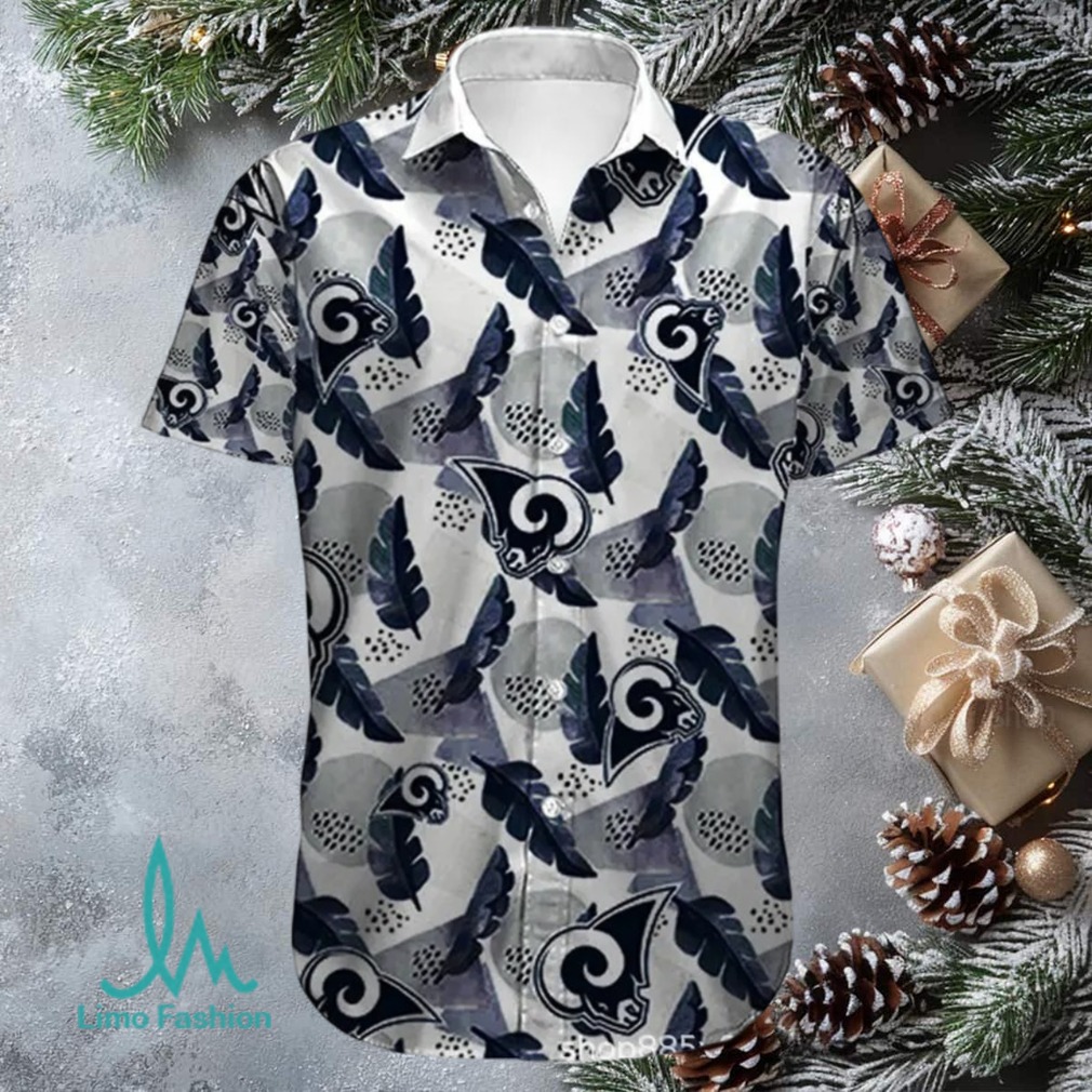 LA Rams Dark Tropical Leaves NFL Hawaiian Aloha Shirt LA Rams Dark Tropical Leaves NFL Hawaiian Aloha Shirt