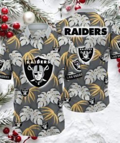 Las Vegas Raiders Monochrome Tropics Hawaiian Shirt Las Vegas Raiders Monochrome Tropics Hawaiian Shirt