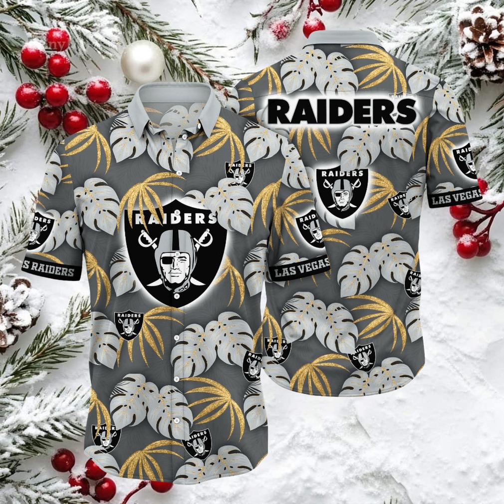 Las Vegas Raiders Monochrome Tropics Hawaiian Shirt Las Vegas Raiders Monochrome Tropics Hawaiian Shirt