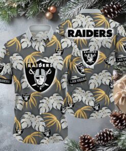 Las Vegas Raiders Monochrome Tropics Hawaiian Shirt