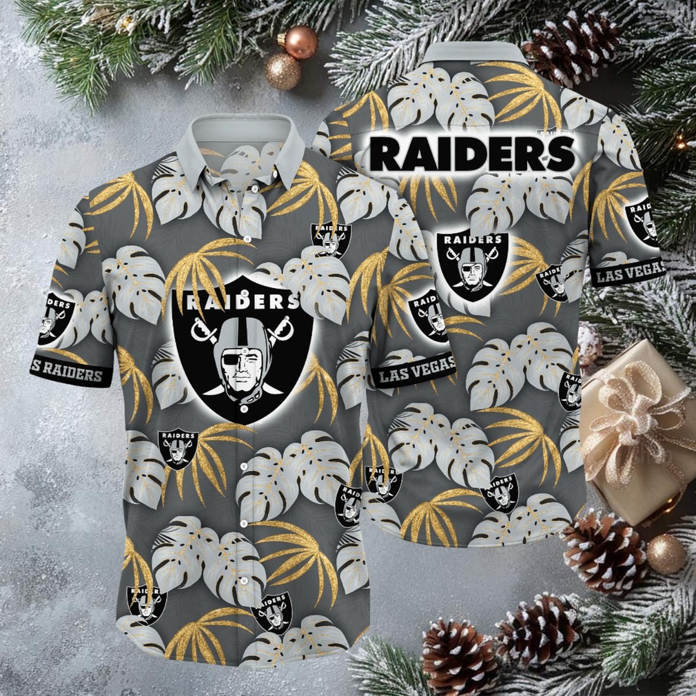 Las Vegas Raiders Monochrome Tropics Hawaiian Shirt Las Vegas Raiders Monochrome Tropics Hawaiian Shirt