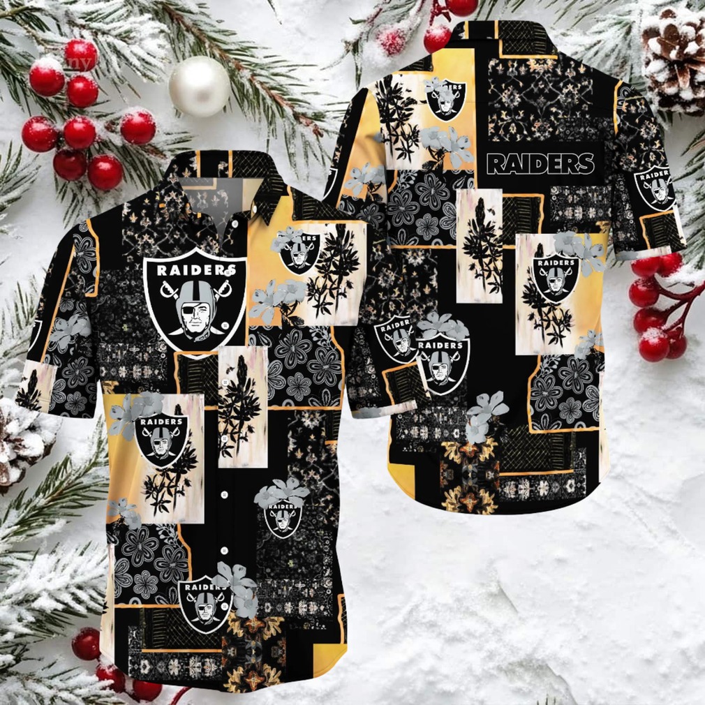Las Vegas Raiders Patchwork Hawaiian Shirt Las Vegas Raiders Patchwork Hawaiian Shirt