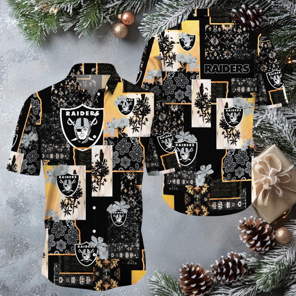 Las Vegas Raiders Patchwork Hawaiian Shirt Las Vegas Raiders Patchwork Hawaiian Shirt