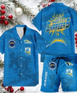 Los Angeles Chargers Bolt Beach Hawaiian Shirt and Swim Trunks