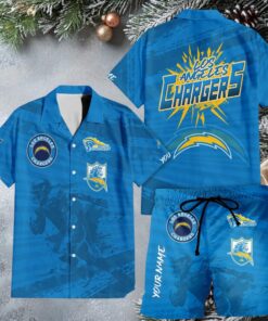 Los Angeles Chargers Bolt Beach Hawaiian Shirt and Swim Trunks