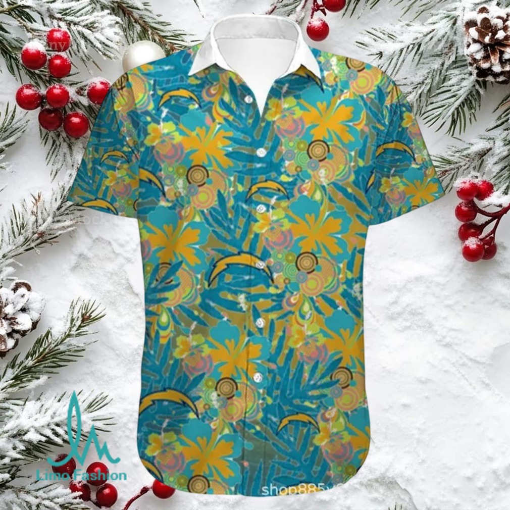 Los Angeles Chargers Men’s Aloha Floral Tropical Hawaiian Shirt, Button Down Los Angeles Chargers Men’s Aloha Floral Tropical Hawaiian Shirt, Button Down