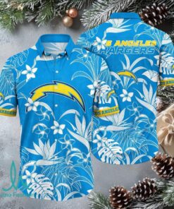 Los Angeles Chargers NFL Hawaiian Shirt  Blue & White Tropical Floral Aloha