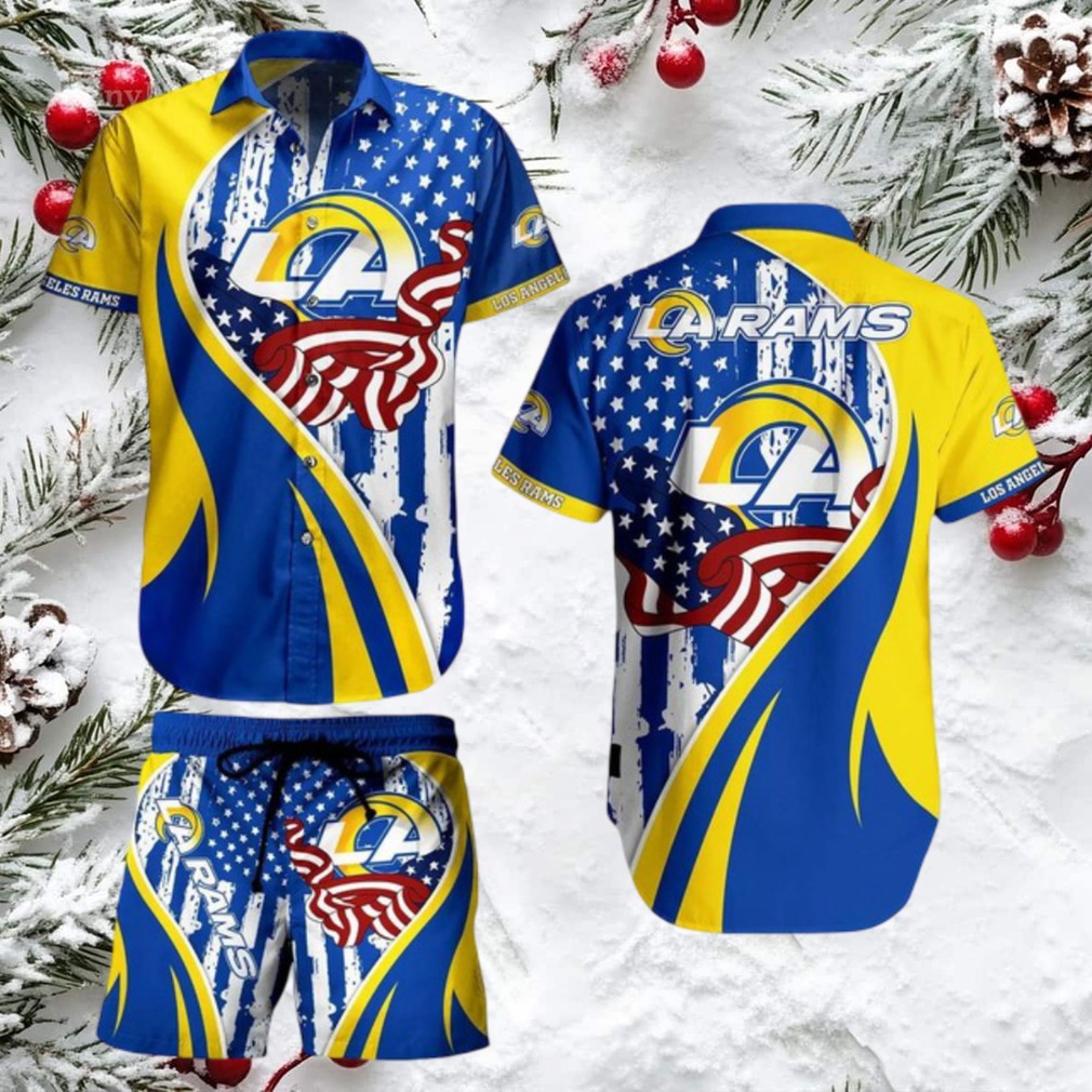 Los Angeles Rams NFL Hawaiian Shirt and Shorts Combo Set Los Angeles Rams NFL Hawaiian Shirt and Shorts Combo Set