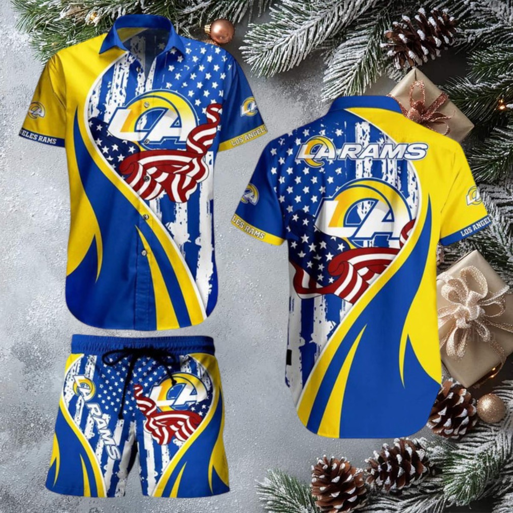 Los Angeles Rams NFL Hawaiian Shirt and Shorts Combo Set Los Angeles Rams NFL Hawaiian Shirt and Shorts Combo Set