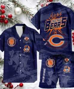 Men’s Chicago Bears Button Down Hawaiian Shirt and Board Shorts Combo Men’s Chicago Bears Button Down Hawaiian Shirt and Board Shorts Combo