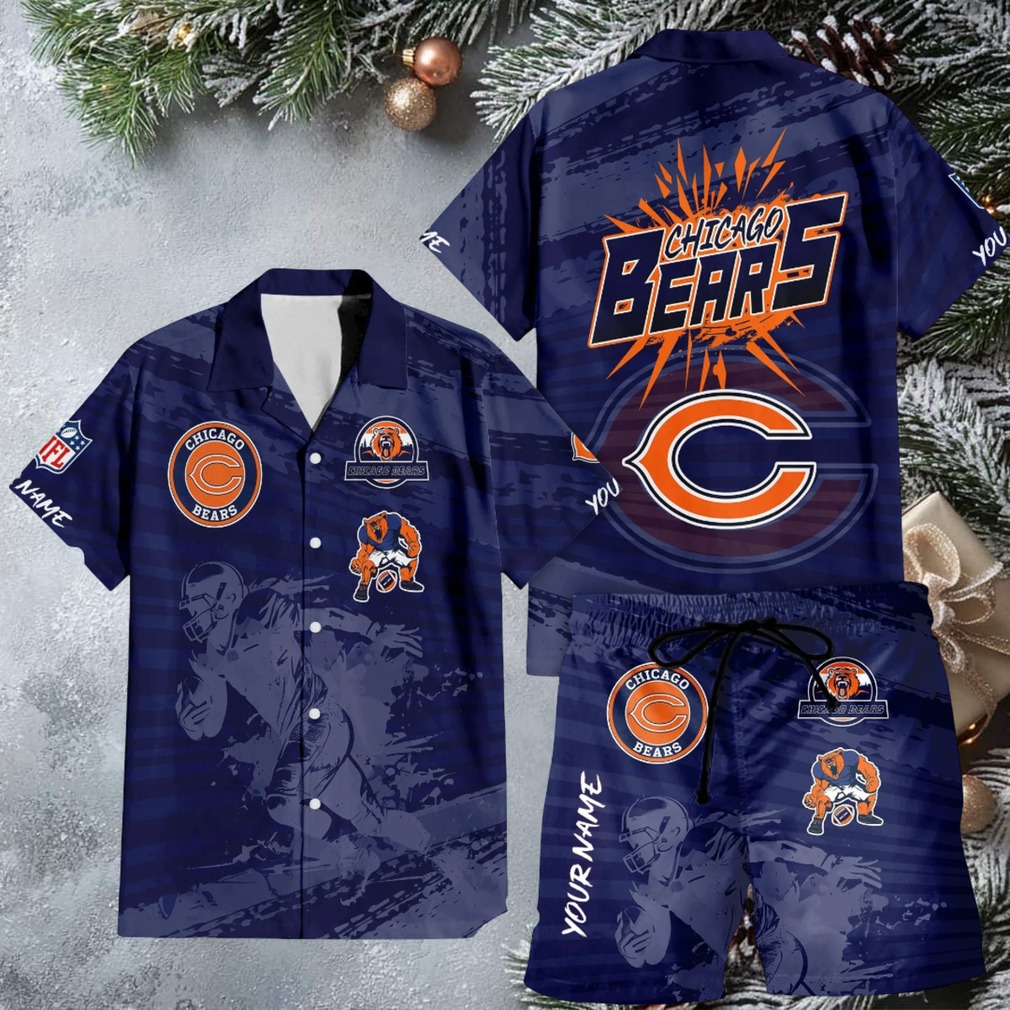 Men’s Chicago Bears Button Down Hawaiian Shirt and Board Shorts Combo Men’s Chicago Bears Button Down Hawaiian Shirt and Board Shorts Combo
