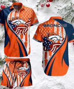 Men’s Denver Broncos Island Game Day Hawaiian Button Up Shirt and Shorts Men’s Denver Broncos Island Game Day Hawaiian Button Up Shirt and Shorts