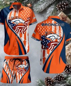 Men’s Denver Broncos Island Game Day Hawaiian Button Up Shirt and Shorts
