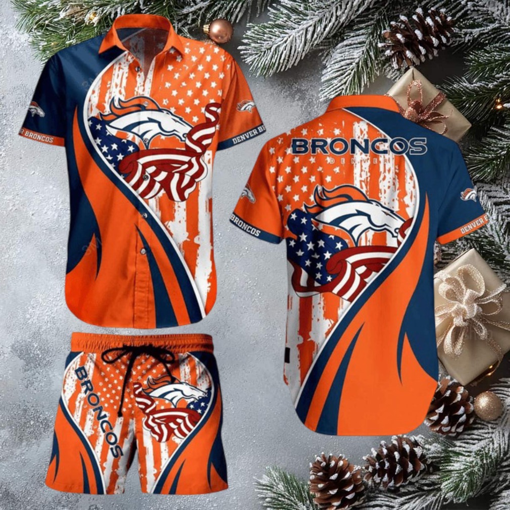 Men’s Denver Broncos Island Game Day Hawaiian Button Up Shirt and Shorts Men’s Denver Broncos Island Game Day Hawaiian Button Up Shirt and Shorts