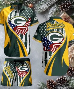 Men’s Green Bay Packers Hawaiian Shirt & Swim Trunk Set