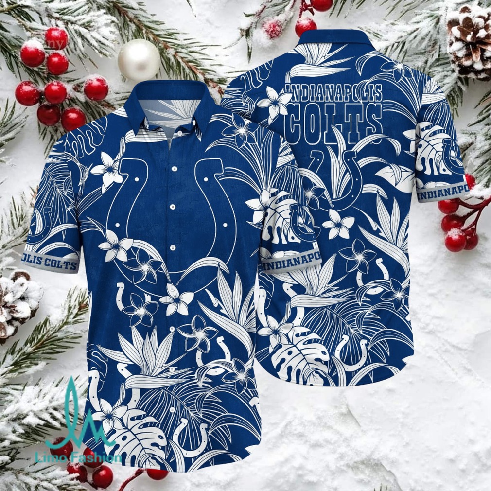 Men’s Indianapolis Colts Blue Tropical Floral Button Up Hawaiian Shirt Men’s Indianapolis Colts Blue Tropical Floral Button Up Hawaiian Shirt