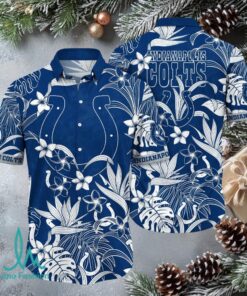 Men’s Indianapolis Colts Blue Tropical Floral Button Up Hawaiian Shirt