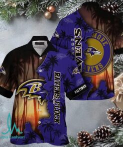 Men’s Purple & Gold Ravens Hawaiian Button Up Shirt