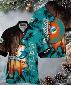 Miami Dolphins Palm Tree Design Hawaiian Shirt