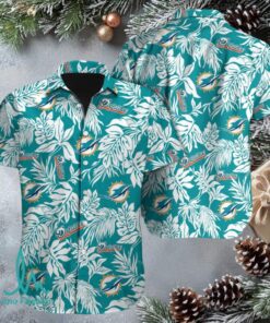 Miami Dolphins Tropical Leaves Design Hawaiian Shirt