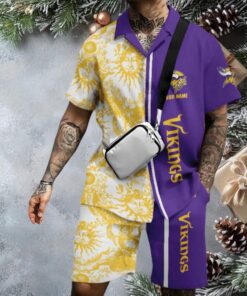 Minnesota Vikings Leaf Flower Pattern Personalized Name Hawaii Shirt