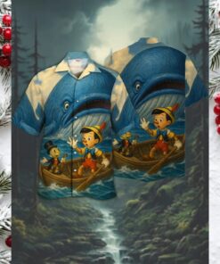 Monstro’s Waters Vintage Style Hawaiian Button Up T shirt