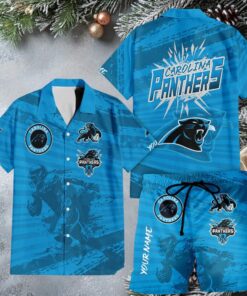 NFL Carolina Panthers Combo Hawaiian Shirt, Football Summer Beach Hawaiian