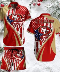 NFL San Francisco 49ers Classic Hawaiian Shirt and Beach Shorts NFL San Francisco 49ers Classic Hawaiian Shirt and Beach Shorts