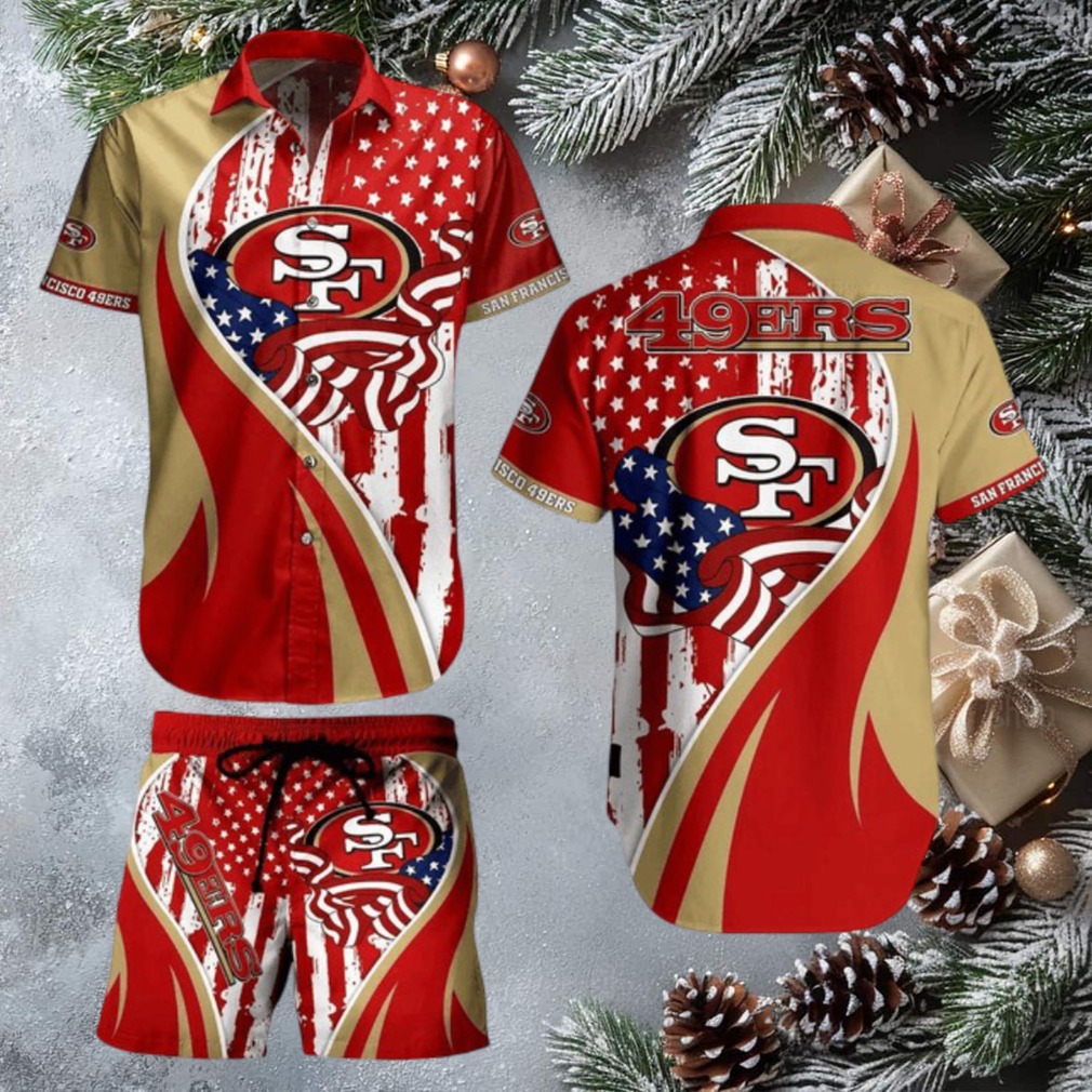 NFL San Francisco 49ers Classic Hawaiian Shirt and Beach Shorts NFL San Francisco 49ers Classic Hawaiian Shirt and Beach Shorts