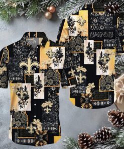 New Orleans Saints Hibiscus & Fleur de lis Hawaiian Shirt