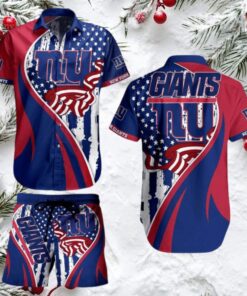 New York Giants NFL 4th of July US Flag Hawaiian Shirt & Shorts Set