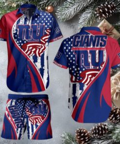 New York Giants NFL 4th of July US Flag Hawaiian Shirt & Shorts Set
