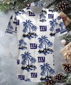 New York Giants NFL Mens Black Floral Button Up Hawaiian Shirt