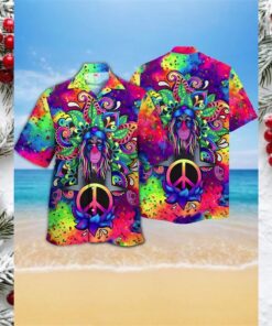 Psychedelic Monkey Peace Sign Hawaiian Shirt